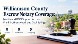 Williamson County Escrow Notary Coverage: Mobile and RON Support Across Franklin, Brentwood, and Cool Springs